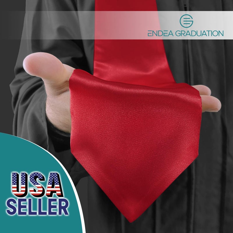 Endea Graduation Endea Red Graduation Stole - Plain Color, Unisex, 62" Graduation Sash (Red) - Image 2